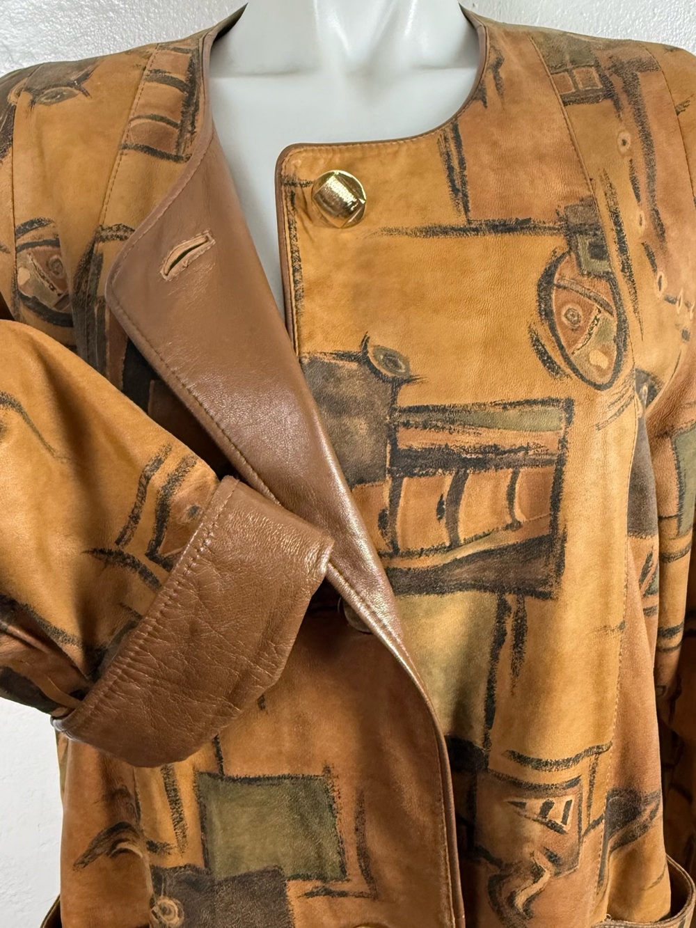 Vintage Eugene Australia Leather Patch-Print Jacket Rare - Picture 5 of 13